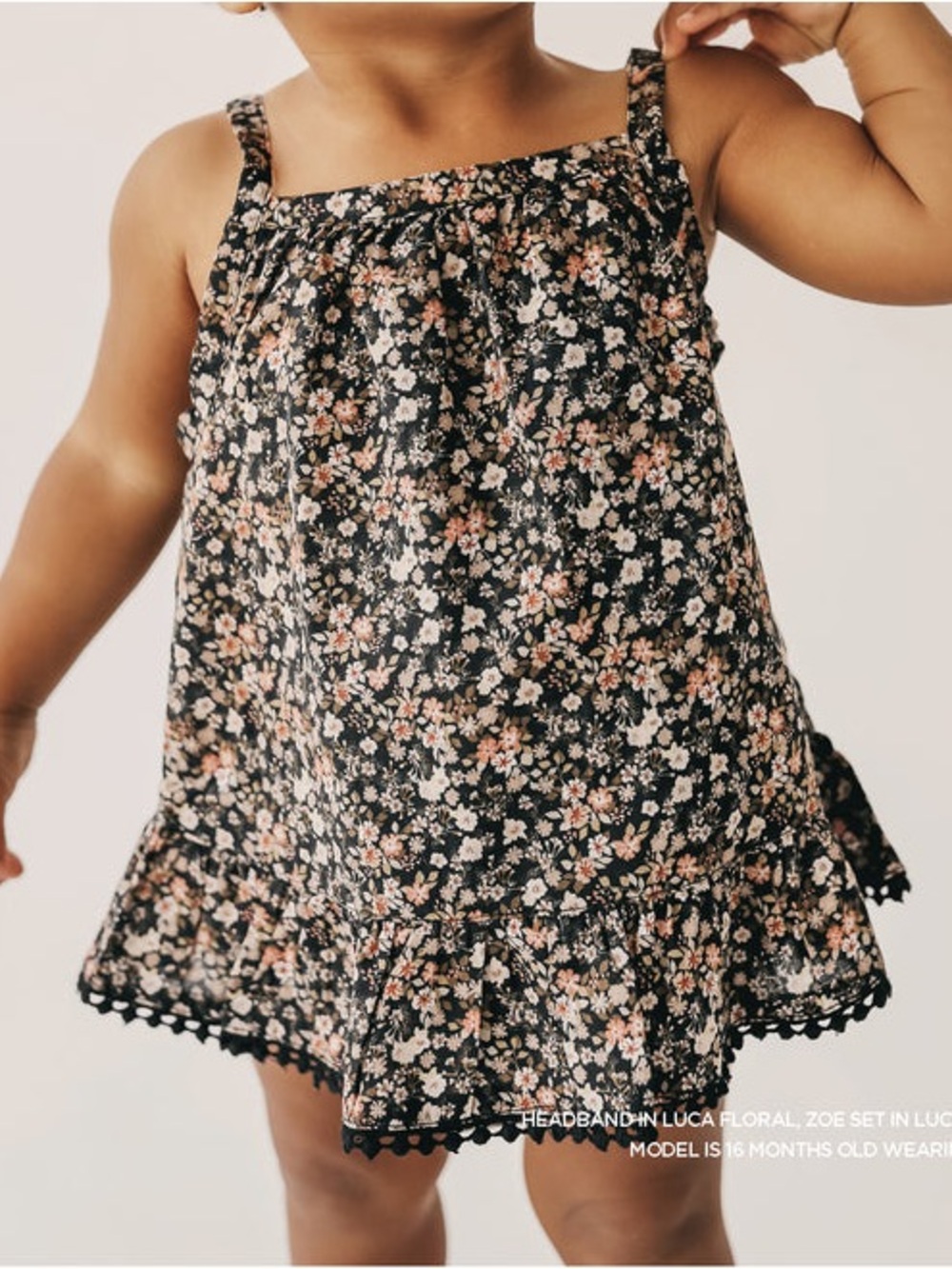 Luca Floral Jamie Kay Zoe Set Black Floral Ruffle - Tank & Bloomers